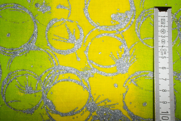 Designer-Baumwollstoff Mixology (Rings Ombre) grün/gelb(10 cm)